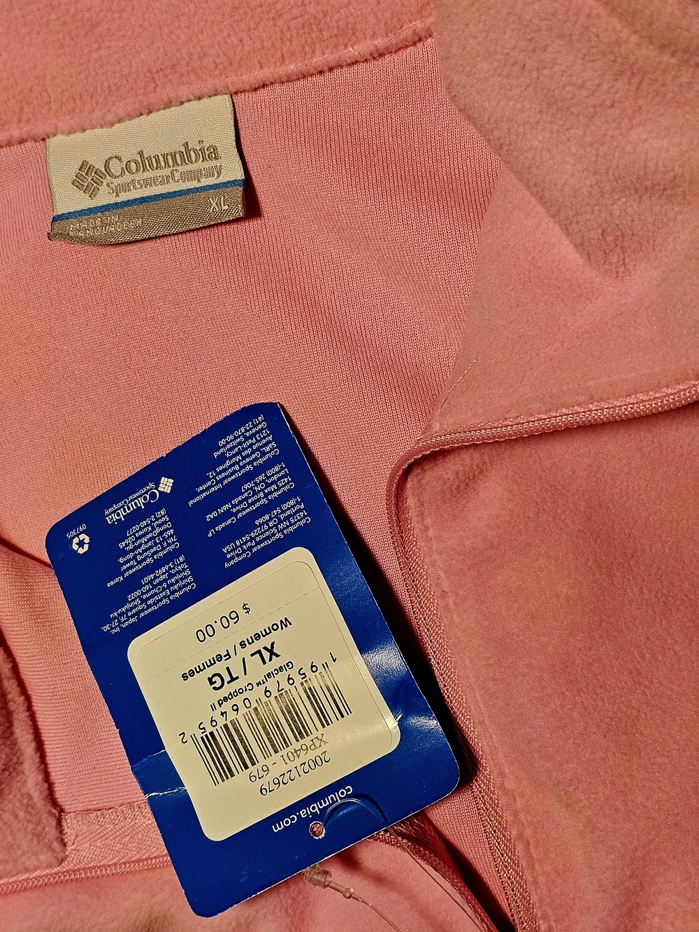Columbia Womens Glacial Cropped II 1/2 Zip Top PINK XL NEW - Picture 7 of 7
